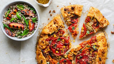 Lactofree buckwheat salad with corn galette